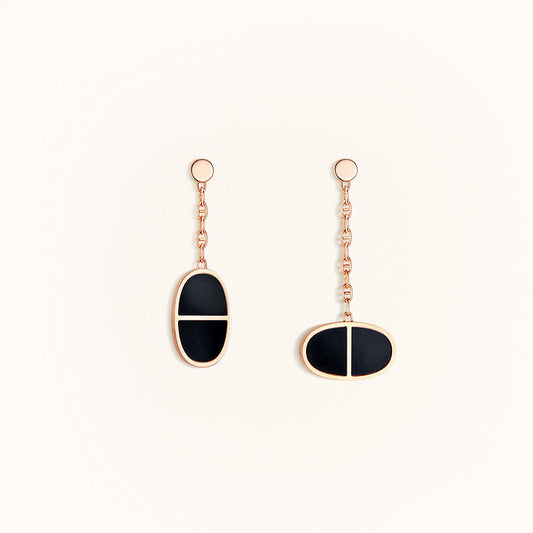 [⭐Maelin]CHAINE VERSO BLACK CERAMIC EARRINGS