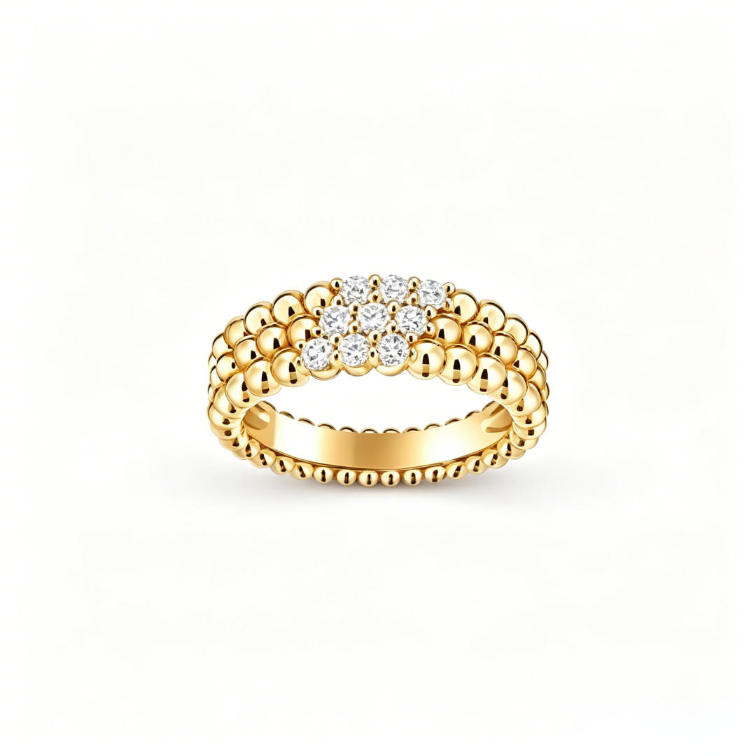 [⭐Maelin] THREE-ROW DIAMOND RING