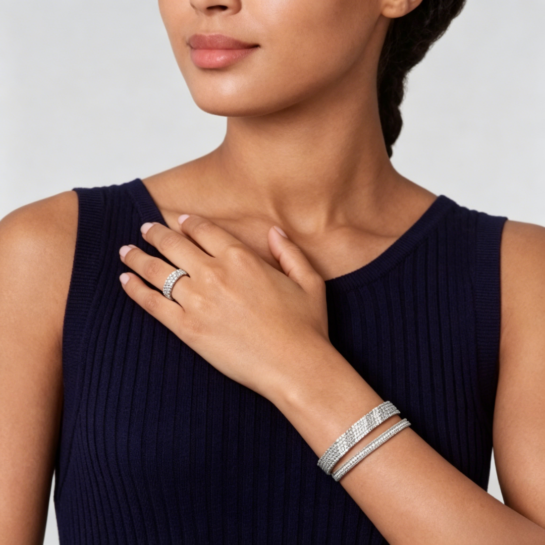 [⭐Maelin] THREE-ROW DIAMOND RING