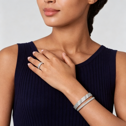 [⭐Maelin] THREE-ROW DIAMOND RING