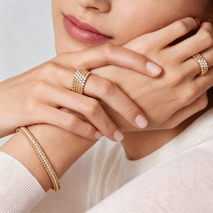 [⭐Maelin] THREE-ROW DIAMOND RING
