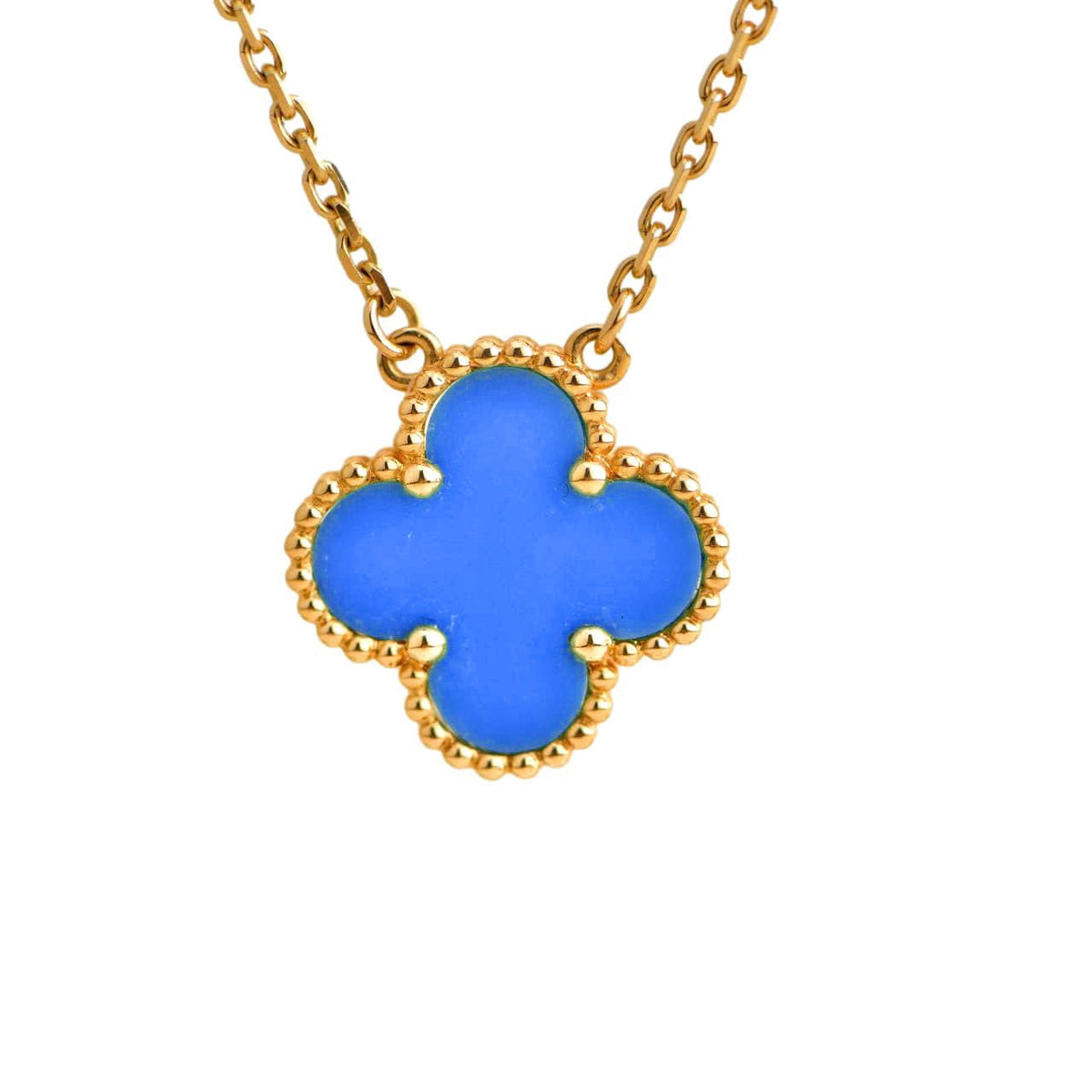 [⭐Maelin]CLOVER 15MM BLUE AGATE NECKLACE