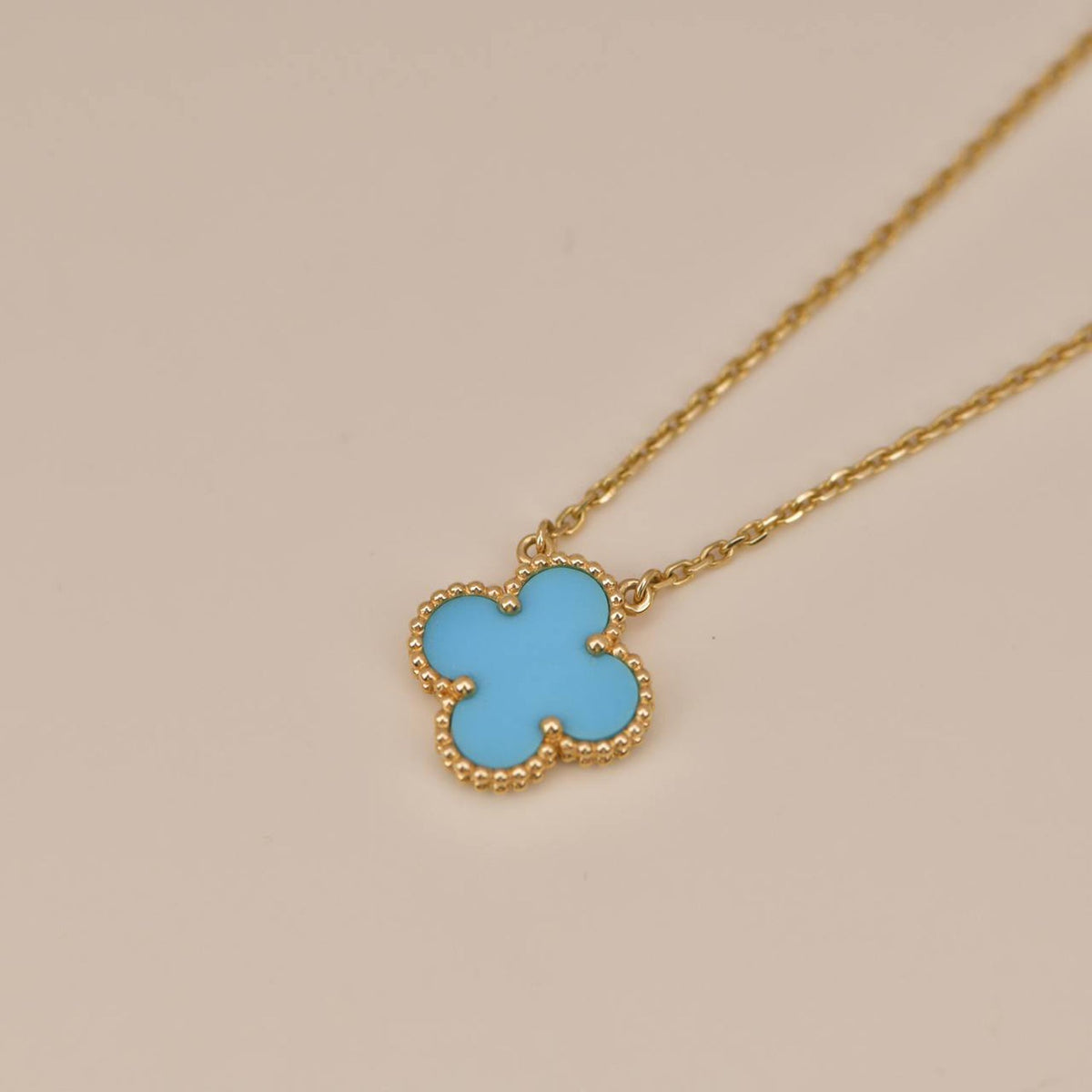 [⭐Maelin]CLOVER 15MM VINTAGE TURQUOISE NECKLACE