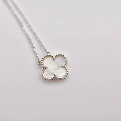 [⭐Maelin]CLOVER  15MM WHITE MOTHER-OF-PEARL SILVER