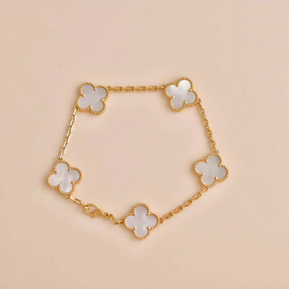 [⭐Maelin]CLOVER WHITE PEARL MOP 5 MOTIF BRACELET COLLECTION