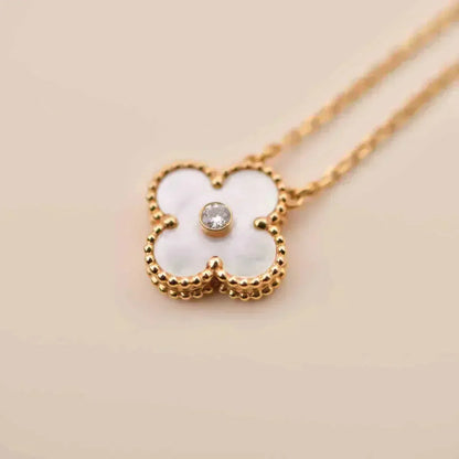 [⭐Maelin]CLOVER 15MM DIAMOND WHITE FRITILLARIA NECKLACE