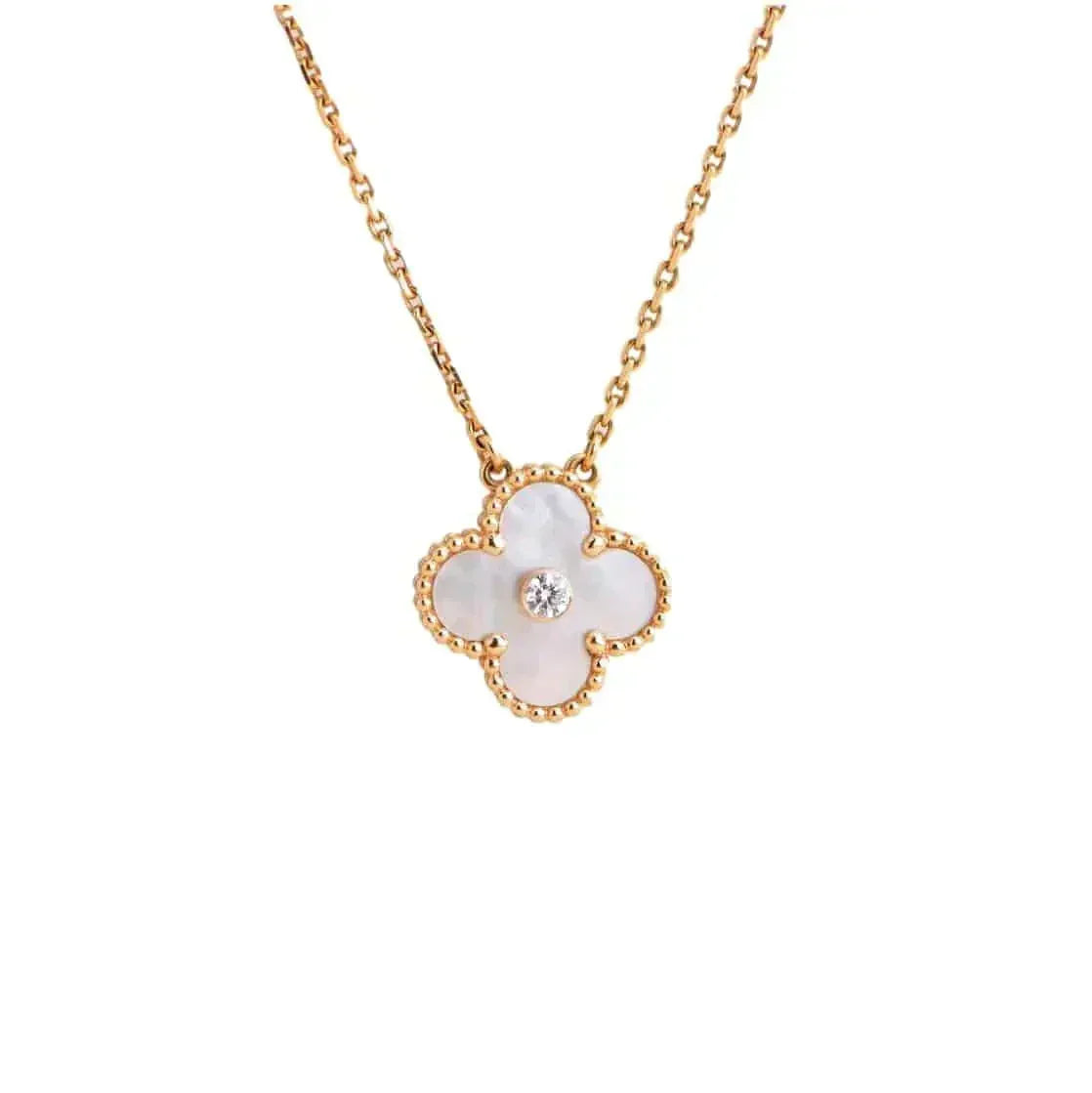 [⭐Maelin]CLOVER 15MM DIAMOND WHITE FRITILLARIA NECKLACE