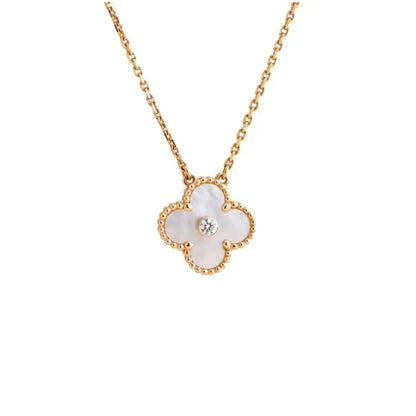 [⭐Maelin]CLOVER 15MM DIAMOND WHITE FRITILLARIA NECKLACE