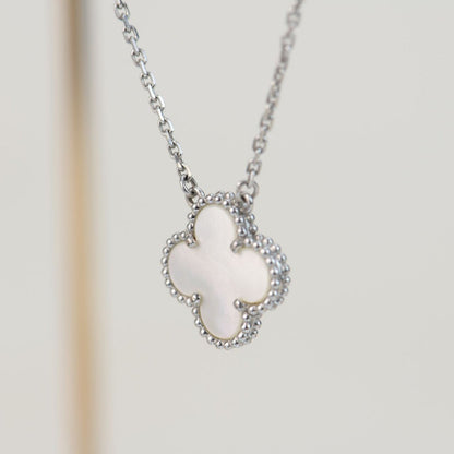 [⭐Maelin]CLOVER  15MM WHITE MOTHER-OF-PEARL SILVER