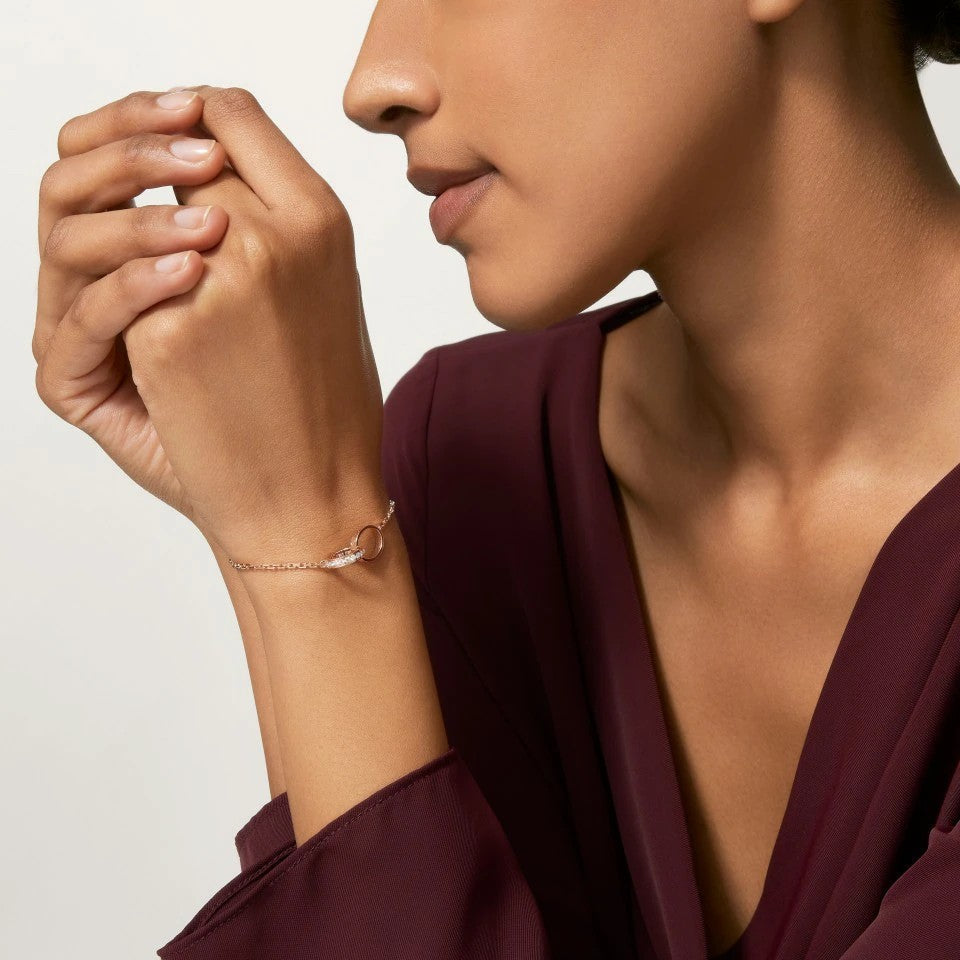 [⭐Maelin]LOVE DOUBLE RING HALF DIAMOND BRACELET