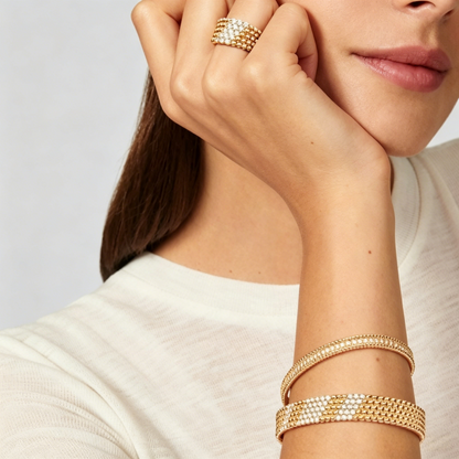 [⭐Maelin]  FIVE-ROW DIAMOND BRACELET