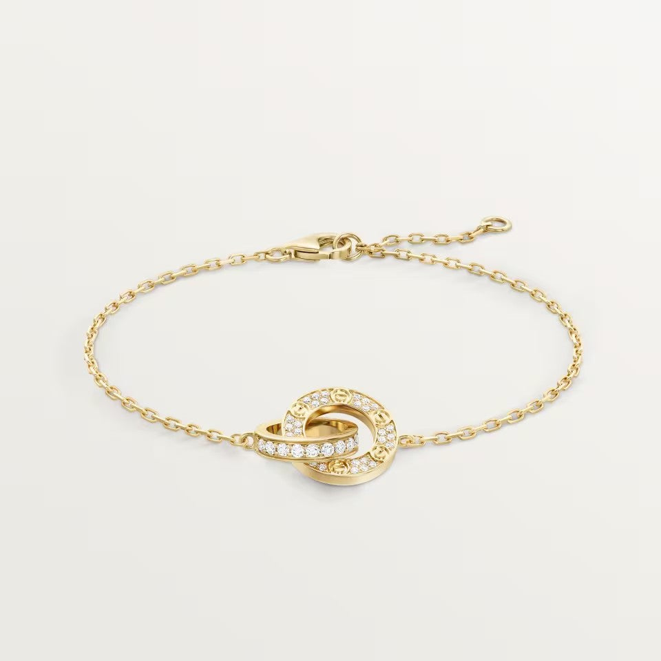 [⭐Maelin]LOVE DOUBLE RING FULL DIAMOND BRACELET