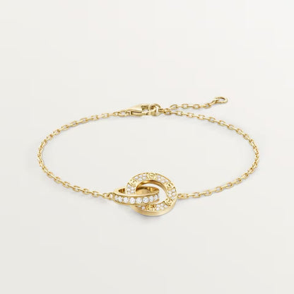[⭐Maelin]LOVE DOUBLE RING FULL DIAMOND BRACELET