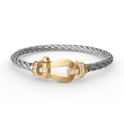 [⭐Maelin]FORCE LARGE HORSESHOE HALF DIAMOND BRACELET GOLD