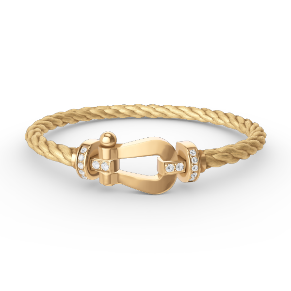 [⭐Maelin]FORCE LARGE HORSESHOE HALF DIAMOND BRACELET GOLD