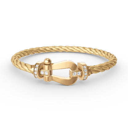 [⭐Maelin]FORCE LARGE HORSESHOE HALF DIAMOND BRACELET GOLD