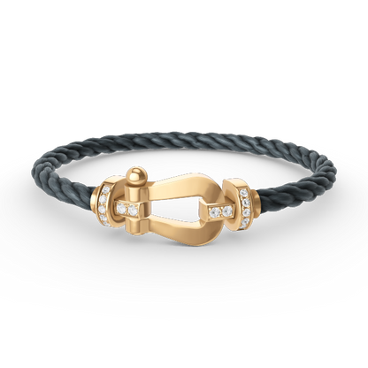 [⭐Maelin]FORCE LARGE HORSESHOE HALF DIAMOND BRACELET GOLD