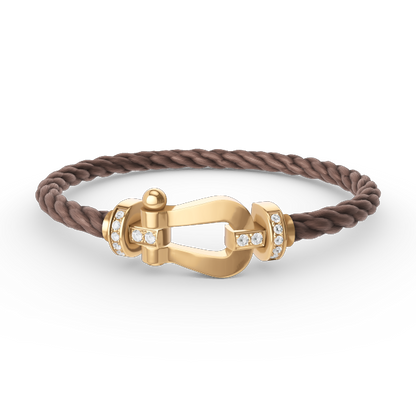 [⭐Maelin]FORCE LARGE HORSESHOE HALF DIAMOND BRACELET GOLD