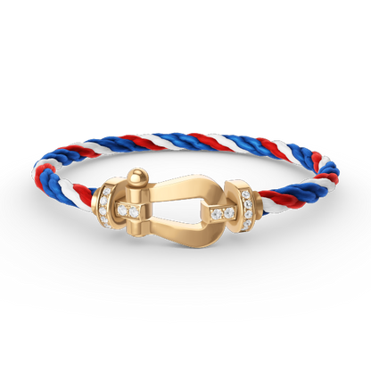 [⭐Maelin]FORCE LARGE HORSESHOE HALF DIAMOND BRACELET GOLD