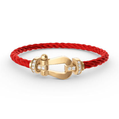 [⭐Maelin]FORCE LARGE HORSESHOE HALF DIAMOND BRACELET GOLD
