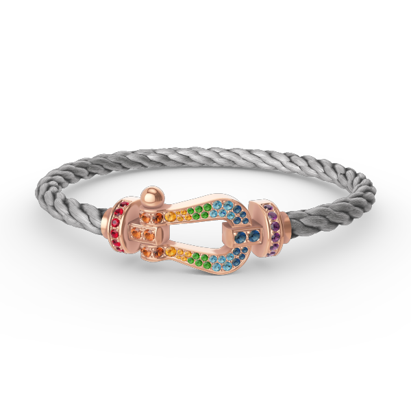 [⭐Maelin]FORCE LARGE HORSESHOE  COLORED DIAMOND BRACELET ROSE GOLD