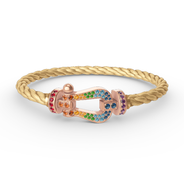 [⭐Maelin]FORCE LARGE HORSESHOE  COLORED DIAMOND BRACELET ROSE GOLD