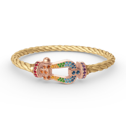 [⭐Maelin]FORCE LARGE HORSESHOE  COLORED DIAMOND BRACELET ROSE GOLD