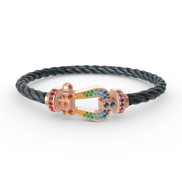[⭐Maelin]FORCE LARGE HORSESHOE  COLORED DIAMOND BRACELET ROSE GOLD