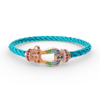 [⭐Maelin]FORCE LARGE HORSESHOE  COLORED DIAMOND BRACELET ROSE GOLD