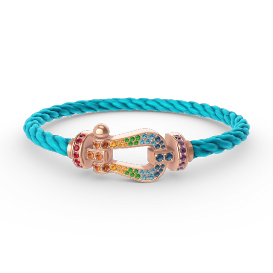 [⭐Maelin]FORCE LARGE HORSESHOE  COLORED DIAMOND BRACELET ROSE GOLD