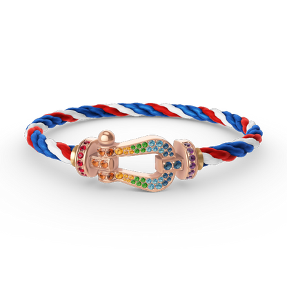 [⭐Maelin]FORCE LARGE HORSESHOE  COLORED DIAMOND BRACELET ROSE GOLD