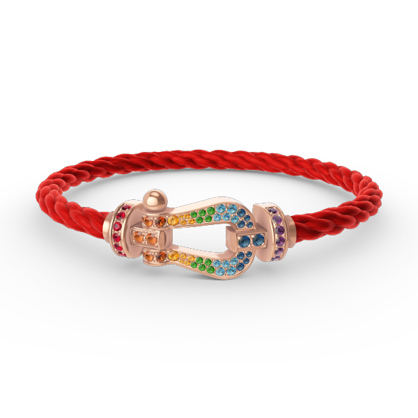 [⭐Maelin]FORCE LARGE HORSESHOE  COLORED DIAMOND BRACELET ROSE GOLD