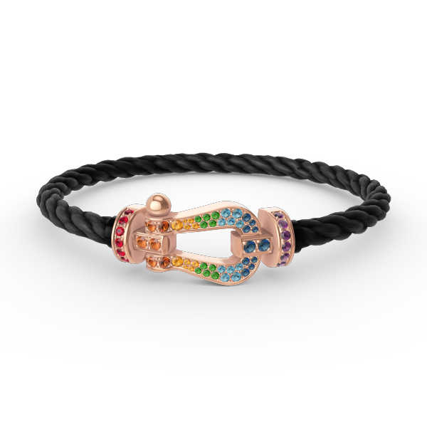 [⭐Maelin]FORCE LARGE HORSESHOE  COLORED DIAMOND BRACELET ROSE GOLD
