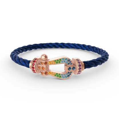 [⭐Maelin]FORCE LARGE HORSESHOE  COLORED DIAMOND BRACELET ROSE GOLD
