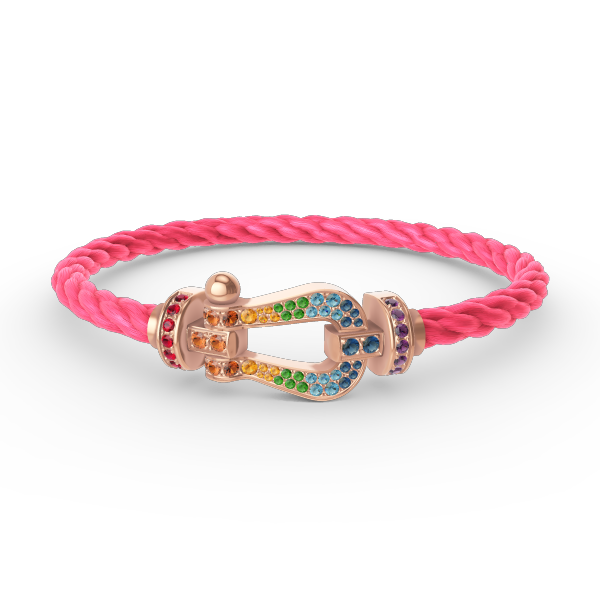 [⭐Maelin]FORCE LARGE HORSESHOE  COLORED DIAMOND BRACELET ROSE GOLD