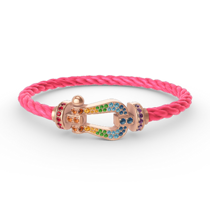 [⭐Maelin]FORCE LARGE HORSESHOE  COLORED DIAMOND BRACELET ROSE GOLD