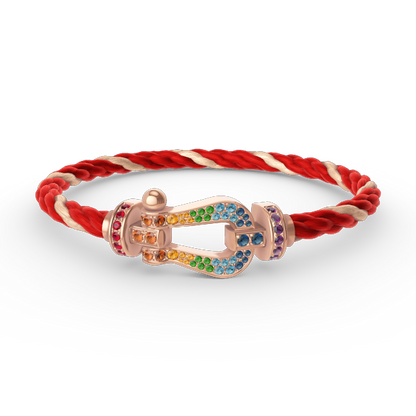 [⭐Maelin]FORCE LARGE HORSESHOE  COLORED DIAMOND BRACELET ROSE GOLD