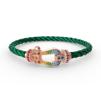 [⭐Maelin]FORCE LARGE HORSESHOE  COLORED DIAMOND BRACELET ROSE GOLD