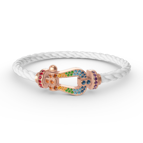 [⭐Maelin]FORCE LARGE HORSESHOE  COLORED DIAMOND BRACELET ROSE GOLD