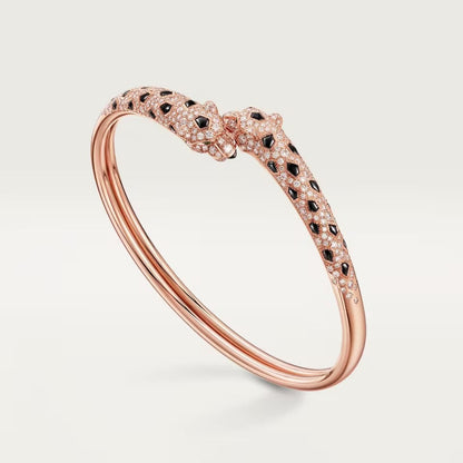 [⭐Maelin]PANTHERE DOUBLE HEADED HALF DIAMOND OPEN BRACELET