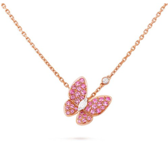 [⭐Maelin]BUTTERFLY RED DIAMOND ROSE GOLD NECKLACE