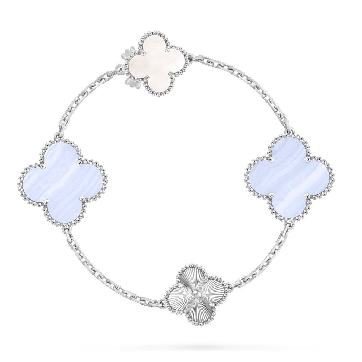 [⭐Maelin]DETACHABLE CLOVER 15(11+4) FLOWER SILVER NECKLACE SET