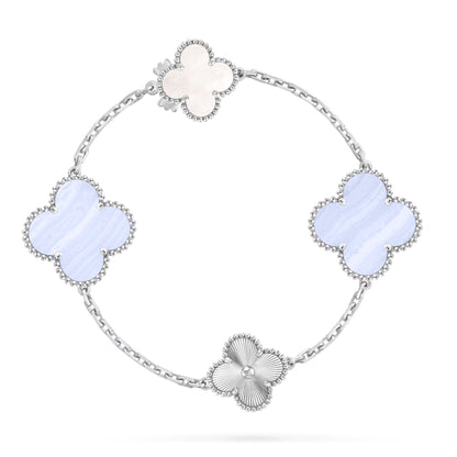 [⭐Maelin]DETACHABLE CLOVER 15(11+4) FLOWER SILVER NECKLACE SET