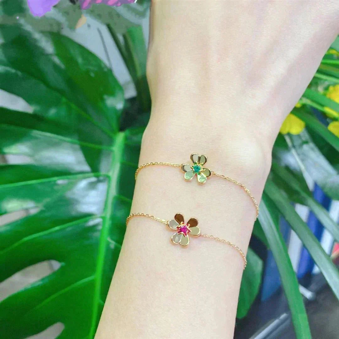 [⭐Maelin]FRIVOLE GOLD FLOWER PINK MALACHITE BRACELET