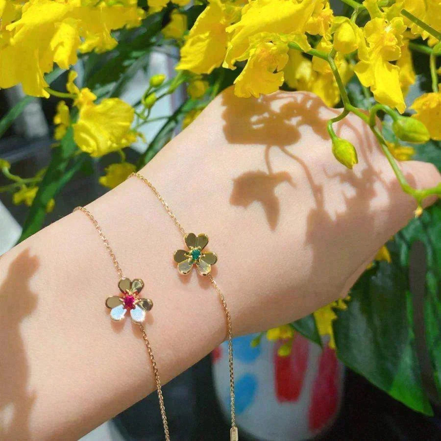 [⭐Maelin]FRIVOLE GOLD FLOWER PINK MALACHITE BRACELET