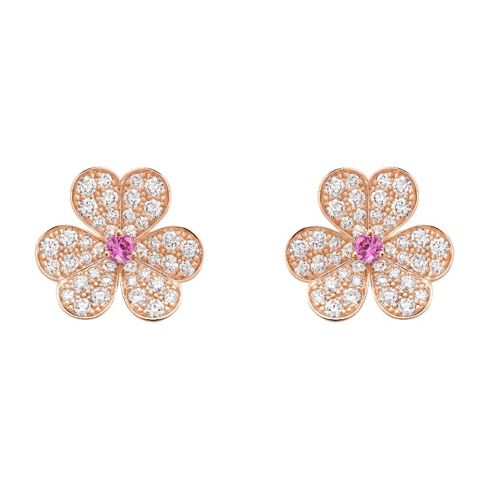 [⭐Maelin]FRIVOLE PINK GOLD FLOWER DIAMOND EARRINGS