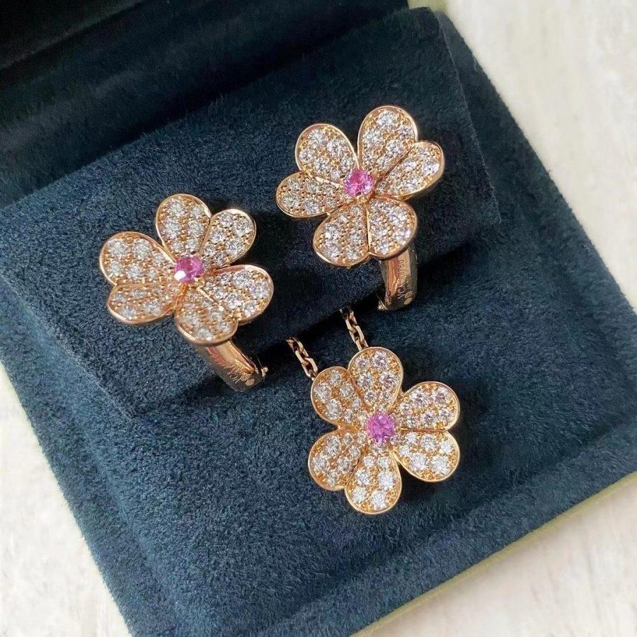 [⭐Maelin]FRIVOLE ROSE GOLD FLOWER DIAMOND NECKLACE