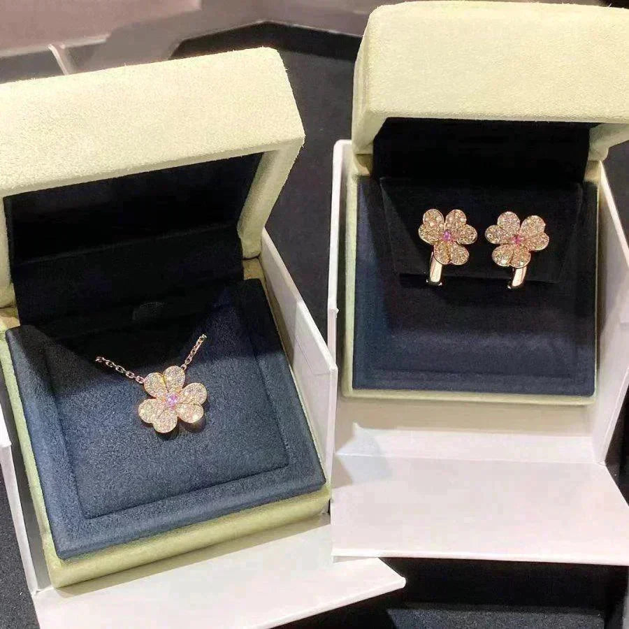 [⭐Maelin]FRIVOLE ROSE GOLD FLOWER DIAMOND NECKLACE
