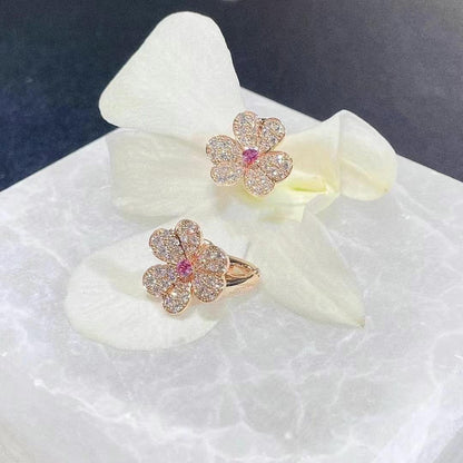 [⭐Maelin]FRIVOLE PINK GOLD FLOWER DIAMOND EARRINGS