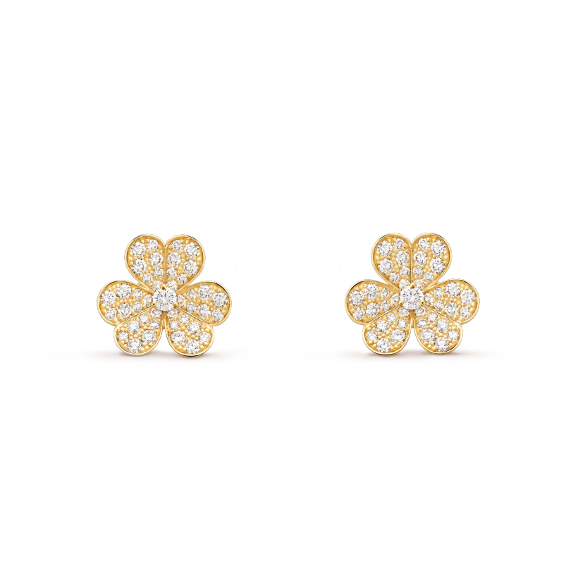 [⭐Maelin]FRIVOLE GOLD FLOWER DIAMOND EARRINGS